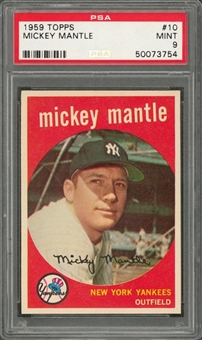 1959 Topps #10 Mickey Mantle – PSA MINT 9